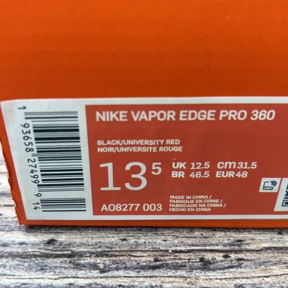Mens Size 13.5 Nike Edge Vapor Pro 360 Black Red Football Cleats AO8277-003 main image 3